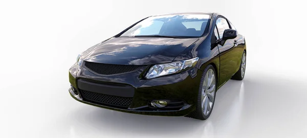 Cupom de carro esporte pequeno preto. Renderização 3d. — Fotografia de Stock