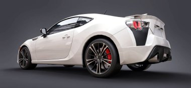 Beyaz küçük spor otomobil coupe. 3D render.