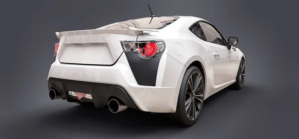 Vit liten sportbil coupe. 3D-rendering. — Stockfoto