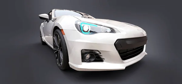 Белый маленький спортивный автомобиль купе. 3d-рендеринг . — стоковое фото
