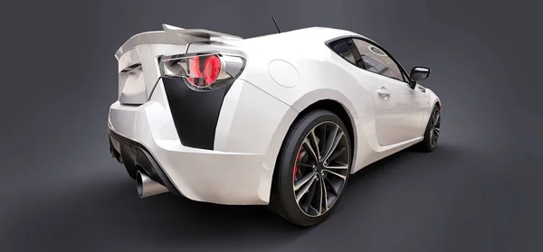 Λευκό μικρό αυτοκίνητο σπορ coupe. 3D rendering. — Φωτογραφία Αρχείου