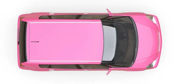 Розовый городской автомобиль с бланшированной поверхностью для вашего креативного дизайна. 3D иллюстрация . — стоковое фото
