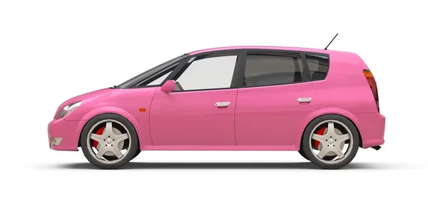 Różowe miasto samochodów o powierzchni pusty projekt creative. ilustracja 3D. — Zdjęcie stockowe