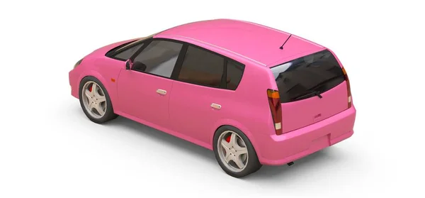 City car rosa con superficie bianca per il tuo design creativo. Illustrazione 3D . — Foto Stock