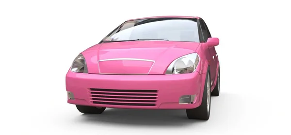 Рожевий міський автомобіль з порожньою поверхнею для вашого творчого дизайну. 3D ілюстрація . — стокове фото