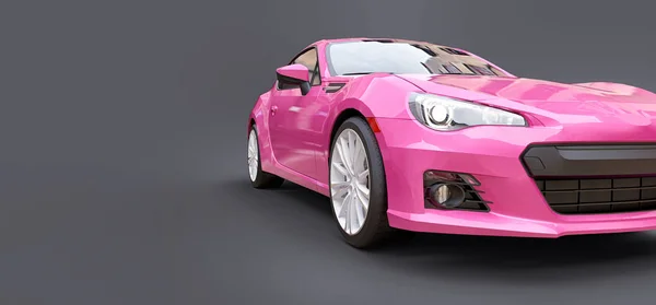 Pink pequeno carro esporte coupe. Renderização 3d. — Fotografia de Stock