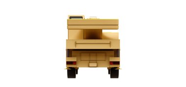 Işık sarı Vinçler-Mobil vinç. Üç boyutlu çizim. 3D render.