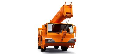 Turuncu Vinçler-Mobil vinç. Üç boyutlu çizim. 3D render.