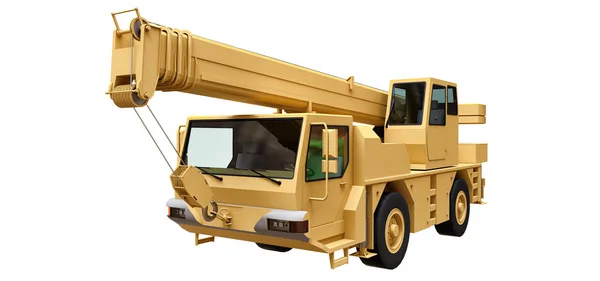 Light yellow mobile crane. Three-dimensional illustration. 3d rendering. — Stock Photo, Image