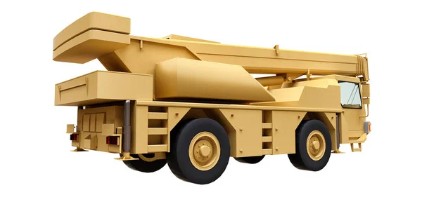 Light yellow mobile crane. Three-dimensional illustration. 3d rendering. — Stock Photo, Image