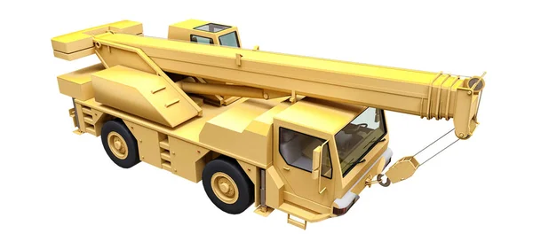 Light yellow mobile crane. Three-dimensional illustration. 3d rendering. — Stock Photo, Image