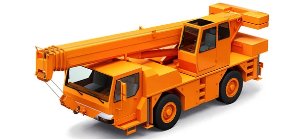 Guindaste móvel laranja. Ilustração tridimensional. Renderização 3d . — Fotografia de Stock