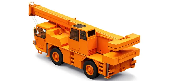 Grúa móvil naranja. Ilustración tridimensional. renderizado 3d . —  Fotos de Stock
