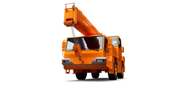 Orange mobile crane. Three-dimensional illustration. 3d rendering. — Stock Photo, Image