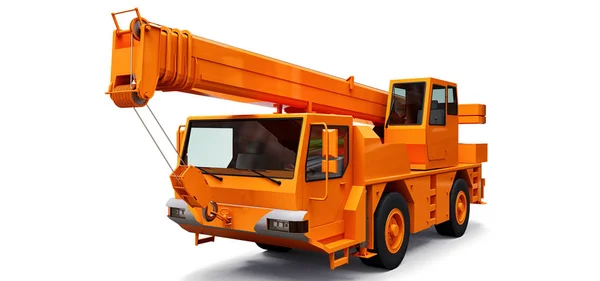Orangefarbener Autokran. dreidimensionale Darstellung. 3D-Darstellung. — Stockfoto
