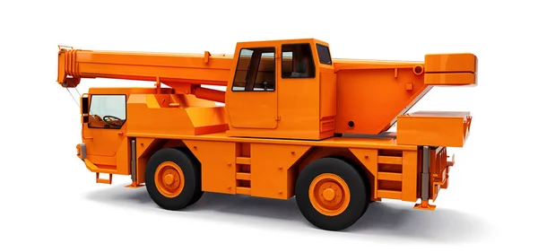 Orange mobile crane. Three-dimensional illustration. 3d rendering. — Stock Photo, Image