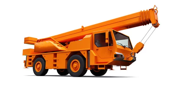 Orange mobile crane. Three-dimensional illustration. 3d rendering. — Stock Photo, Image