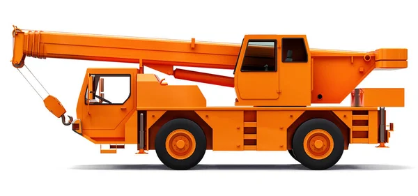 Orange mobile crane. Three-dimensional illustration. 3d rendering. — Stock Photo, Image