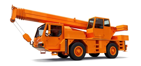 Orange mobile crane. Three-dimensional illustration. 3d rendering. — Stock Photo, Image