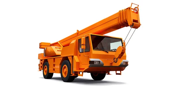 Orange mobile crane. Three-dimensional illustration. 3d rendering. — Stock Photo, Image