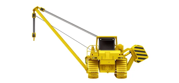 Yellow crawler crane with side boom. 3d rendering. — Stock Photo, Image