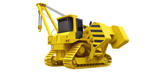 Yellow crawler crane with side boom. 3d rendering. — Stock Photo, Image