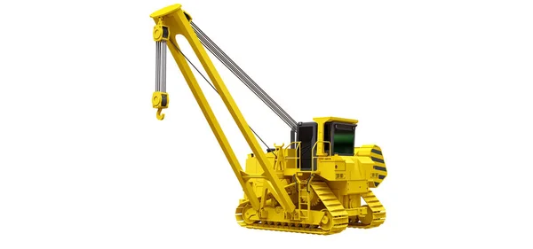 Yellow crawler crane with side boom. 3d rendering. — Stock Photo, Image