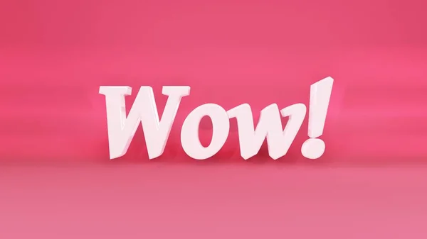 Wow, Wort aus 3D-Buchstaben isoliert auf rosa Hintergrund. 3D-Darstellung. — Stockfoto