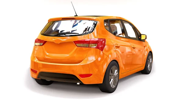 City car arancione con superficie vuota per il vostro design creativo. Rendering 3D . — Foto Stock