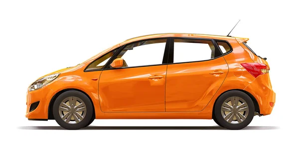 Orange city car with blank surface for your creative design. 3D rendering. — Stock Photo, Image