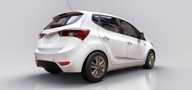 Yaratıcı tasarımın için boş yüzeyi olan beyaz şehir arabası. 3B görüntüleme.