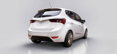 Yaratıcı tasarımın için boş yüzeyi olan beyaz şehir arabası. 3B görüntüleme.