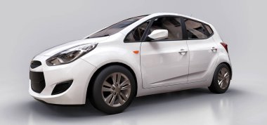 Yaratıcı tasarımın için boş yüzeyi olan beyaz şehir arabası. 3B görüntüleme.