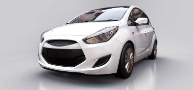 Yaratıcı tasarımın için boş yüzeyi olan beyaz şehir arabası. 3B görüntüleme.