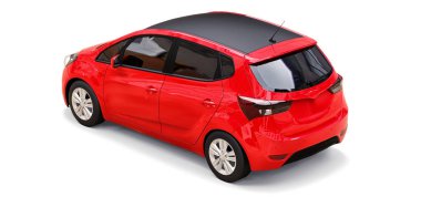 Yaratıcı tasarımın için boş yüzeyi olan kırmızı şehir arabası. 3B görüntüleme.