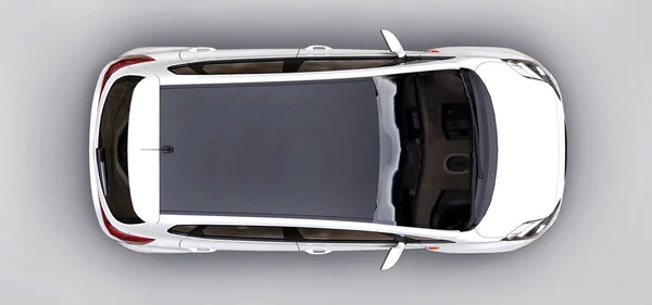 Белый городской автомобиль с лакированной поверхностью для вашего креативного дизайна. 3D рендеринг. — стоковое фото