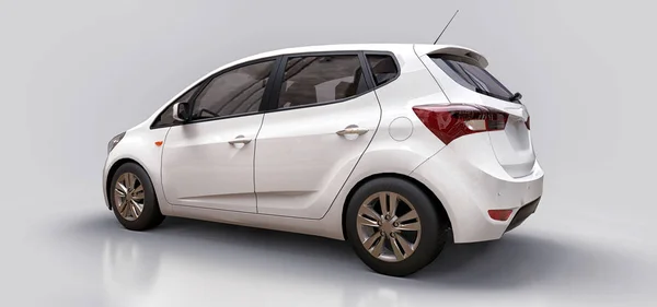 White city car with blank surface for your creative design. 3D rendering. — Stock Photo, Image