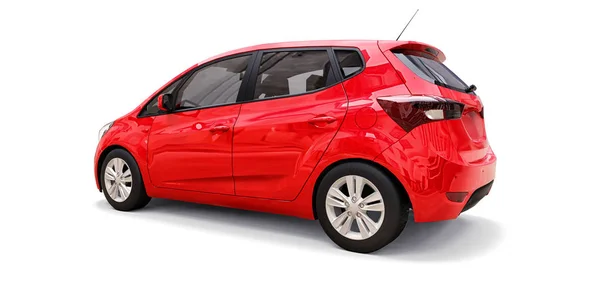 Red city car with blank surface for your creative design. 3D rendering. — Stock Photo, Image