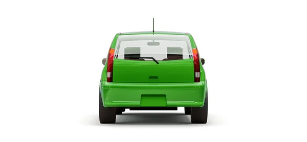 Groene stadsauto met blanco oppervlak voor uw creatieve ontwerp. 3D illustratie. — Stockfoto