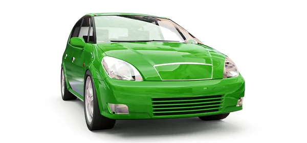 Grünes Stadtauto mit leerer Oberfläche für Ihr kreatives Design. 3D-Illustration. — Stockfoto