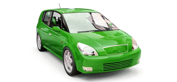 Coche de ciudad verde con superficie en blanco para su diseño creativo. Ilustración 3D. — Foto de Stock