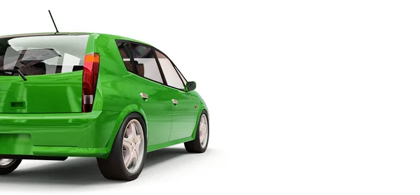 Voiture de ville verte avec surface vierge pour votre design créatif. Illustration 3D. — Photo