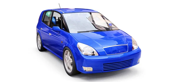 Carro azul da cidade com superfície em branco para o seu design criativo. Ilustração 3D . — Fotografia de Stock