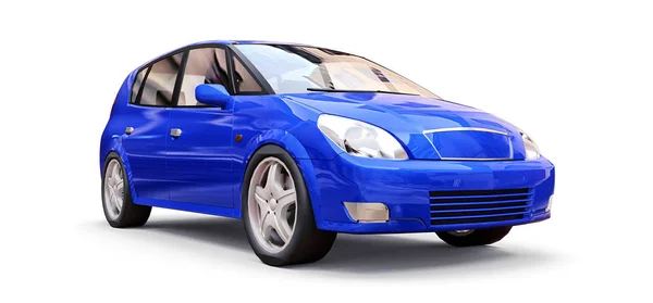 あなたの創造的なデザインのための空白の表面を持つ青い都市の車。3Dイラスト. — ストック写真