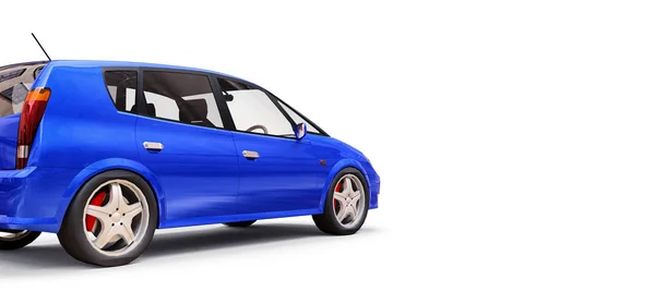 Carro azul da cidade com superfície em branco para o seu design criativo. Ilustração 3D . — Fotografia de Stock