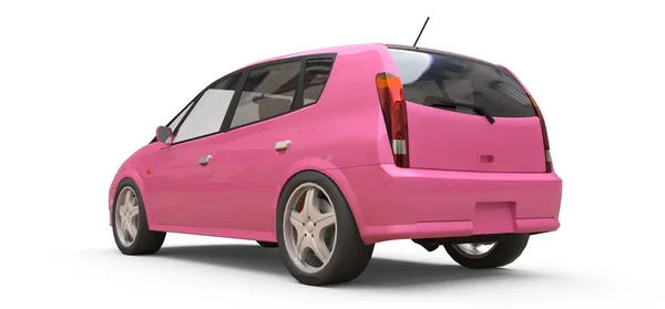 Różowe miasto samochodów o powierzchni pusty projekt creative. ilustracja 3D. — Zdjęcie stockowe
