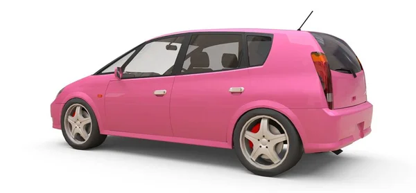 粉红城市汽车与空白表面为您的创意设计。3d 插图. — 图库照片
