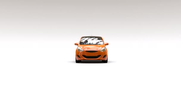 Оранжевый Городской Автомобиль Лакированной Поверхностью Вашего Креативного Дизайна Рендеринг — стоковое видео