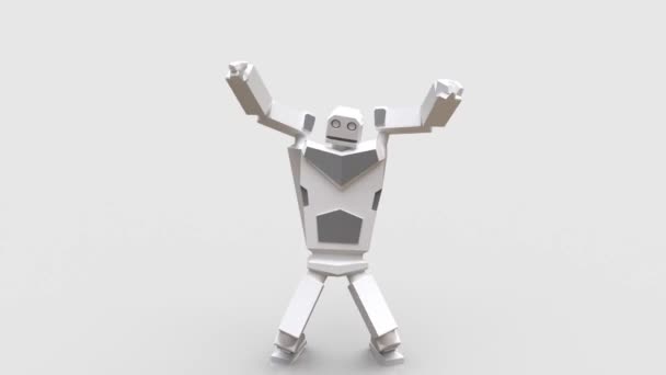 Robot moderno che balla hip-hop. Il robot si muove molto naturalmente su uno sfondo bianco. — Video Stock