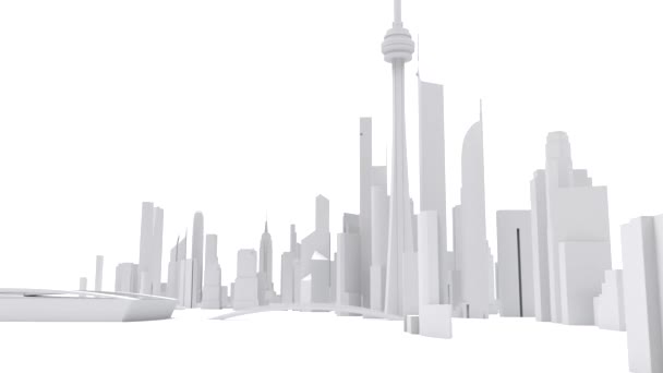 Трехмерный Пейзаж Современного Города Огромный План Мегаполиса Стрельба Воздуха Альфа — стоковое видео